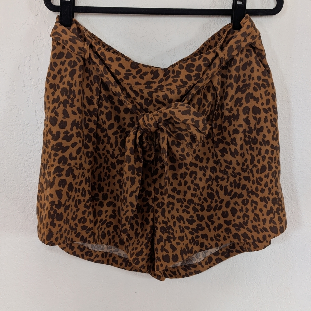 A New Day y Brown Leopard Print High Waist Paper Bag Shorts Size 2XL Plus Size